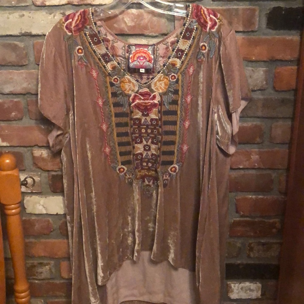 Johnny Was drapey velvet shirt